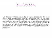 Mistakes Men Make On Dating
