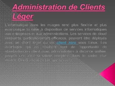 Administration de Clients Léger - IGEL Technology France