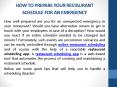 How To Prepare Your Restaurant Schedule For An Emergency PowerPoint PPT Presentation