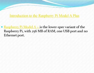 Raspberry Pi Model A+ Board India PPT