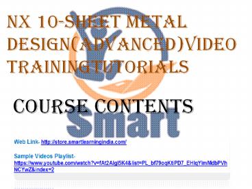 NX 10-Sheet Metal Design(advanced)-Video TrainingTutorials