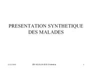 PRESENTATION SYNTHETIQUE DES MALADES