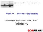 Week 9 - Systems Engineering