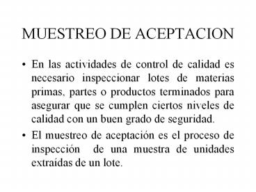 MUESTREO DE ACEPTACION