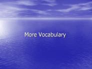 More Vocabulary