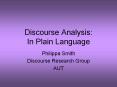 Discourse Analysis: In Plain Language PowerPoint PPT Presentation