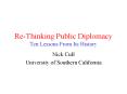 Re-Thinking Public Diplomacy Ten Lessons From Its History PowerPoint PPT Presentation