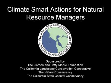 Climate Smart Actions for Natural Resource Managers