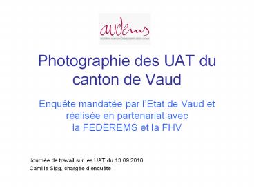 Photographie des UAT du canton de Vaud