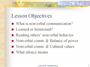 Lesson Objectives