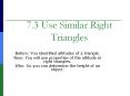 7.3 Use Similar Right Triangles PowerPoint PPT Presentation