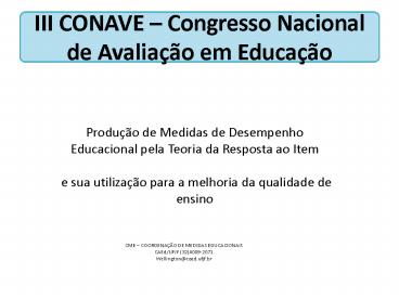 III CONAVE 