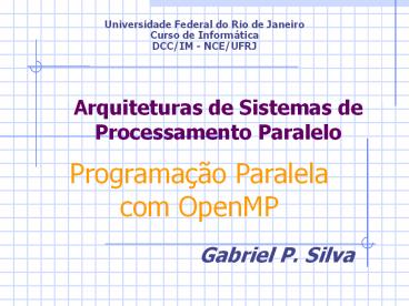Arquiteturas de Sistemas de Processamento Paralelo