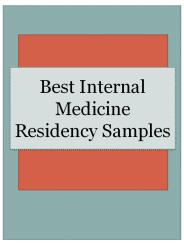 Best Internal Medicine Residency Samples