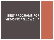Best programs for medicine fellowship