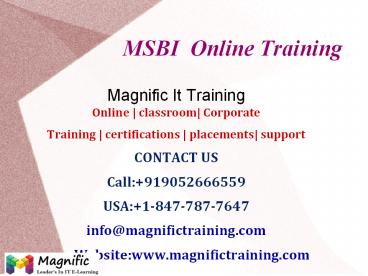 Microsoft Business Intelligence Online Training in Dubai