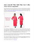 Style Yourself With Solid Pink Zari Collar Neck Viscose Long Kurti PowerPoint PPT Presentation