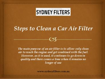 Cleaning Oil Based Filters