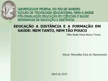 UNIVERSIDADE FEDERAL DO RIO DE JANEIRO   N