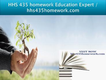 HHS 435 homework Education Expert / hhs435homework.com
