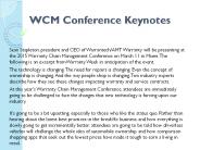 WCM Conference Keynotes