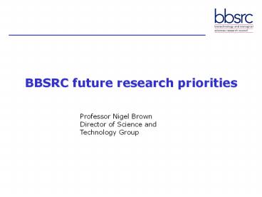 BBSRC future research priorities