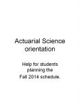 Actuarial Science orientation PowerPoint PPT Presentation