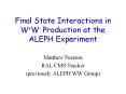 Final State Interactions in W W- Production at the ALEPH Experiment PowerPoint PPT Presentation
