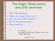 The Auger Observatory and UHE neutrinos