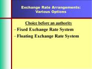 Exchange Rate Arrangements: Various Options