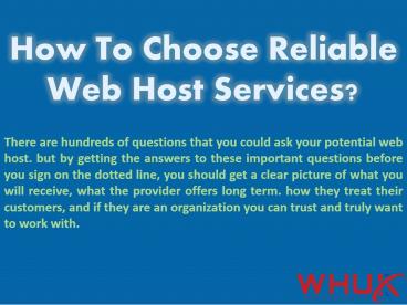 How To Choose Reliable Web Host Services
