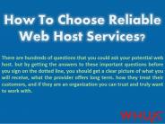 How To Choose Reliable Web Host Services