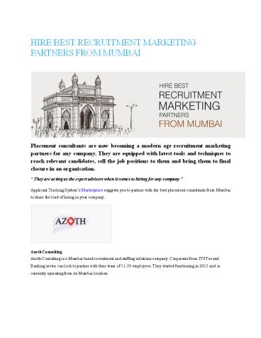 HIRE BEST RECRUITMENT MARKETING PARTNERS FROM MUMBAI