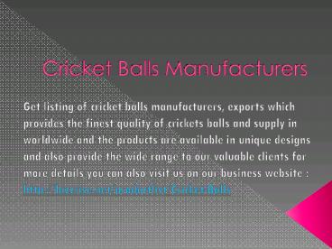 Cricket Balls manufacturers