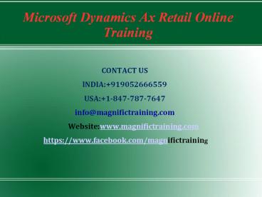 Microsoft Dynamics Ax Retail online Training in australia