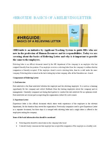 #HRGUIDE: BASICS OF A RELIEVING LETTER