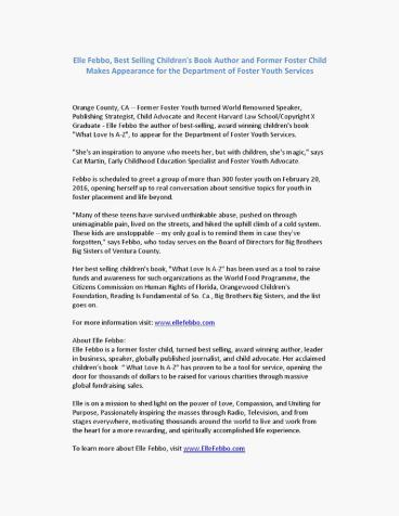 Elle Febbo Makes Appearance for the Department of Foster Youth Services