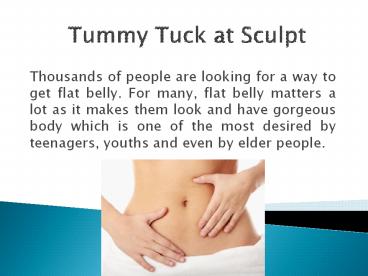 Tummy tuck at sculpt clinic