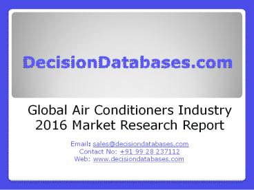 Air Conditioners Market International Analysis and Forecasts 2020