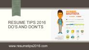 Resume Tips 2016 Do's and Don'ts
