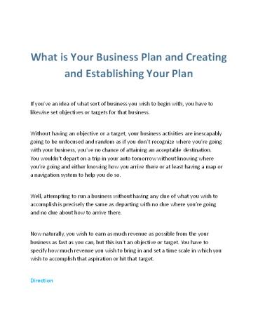 What is business plan in internet marketing