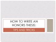 How to Write an Honors Thesis