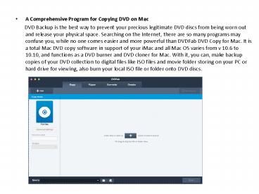 A Comprehensive Program for Copying DVD on Mac