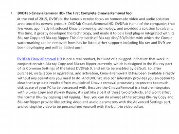 DVDFab CinaviaRemoval HD- The First Complete Cinavia Removal Tool