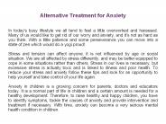 Alternative Treatment for Anxiety