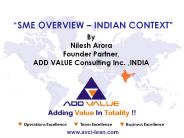 Overview of Indian SME - ADDVALUE Lean Consulting Firm
