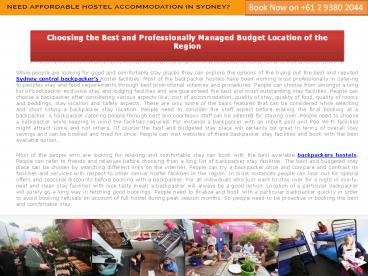 Sydney Central Backpacker