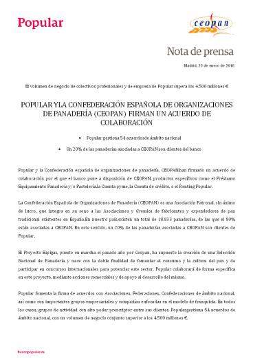 Popular firma un nuevo acuerdo con CEOPAN