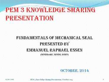 Fundamentals of Mechanical Seal