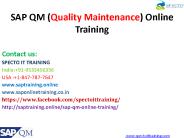 SAP QM (Quality Maintenance) Online Training